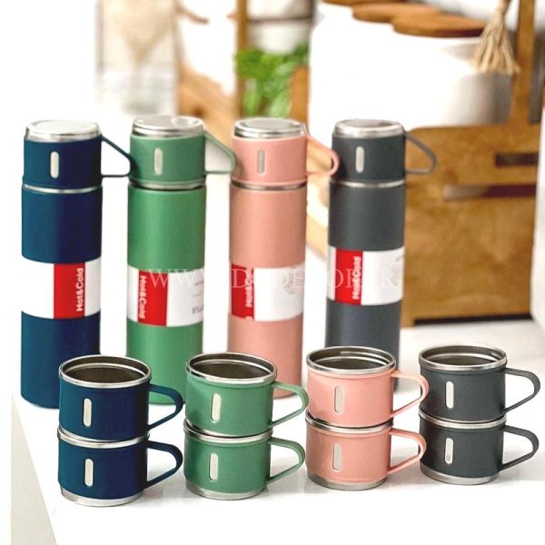 فلاسک سه درب استیل درجه یک در جعبه کادویی