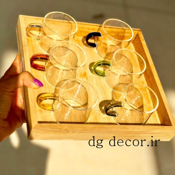 فنجان قهوه خوری پیرکس شش عددی دسته رنگی وارداتی