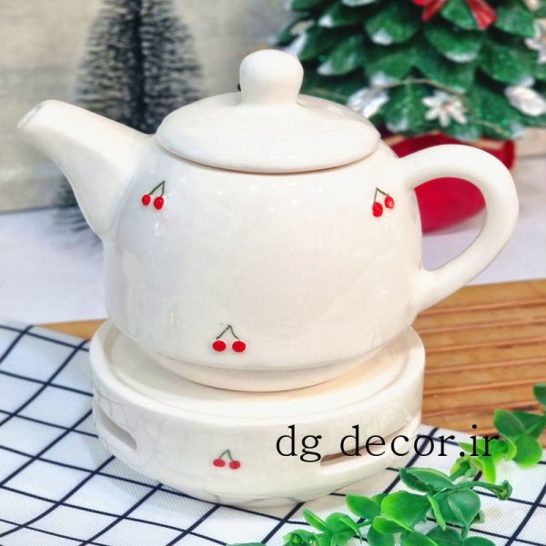 قوری و وارمر سرامیکی آلبالو ست دو عددی