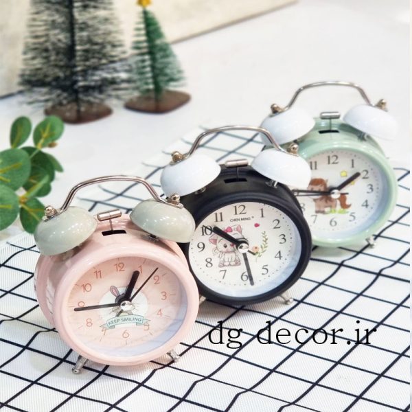 ساعت رومیزی زنگ دار و چراغدار طرحدار وارداتی کوچک