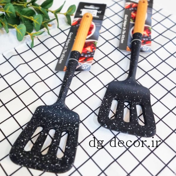 کفگیر نسوز دسته چوبی بامبو بزرگ وارداتی