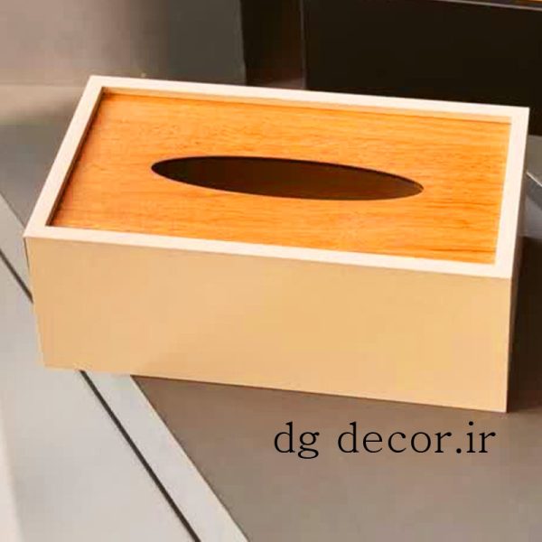 جادستمالی تمام چوبی سفید با درب رنگ چوب